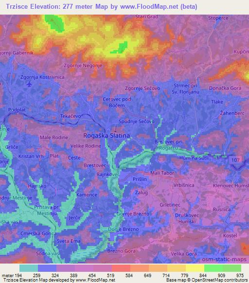 Trzisce,Slovenia Elevation Map