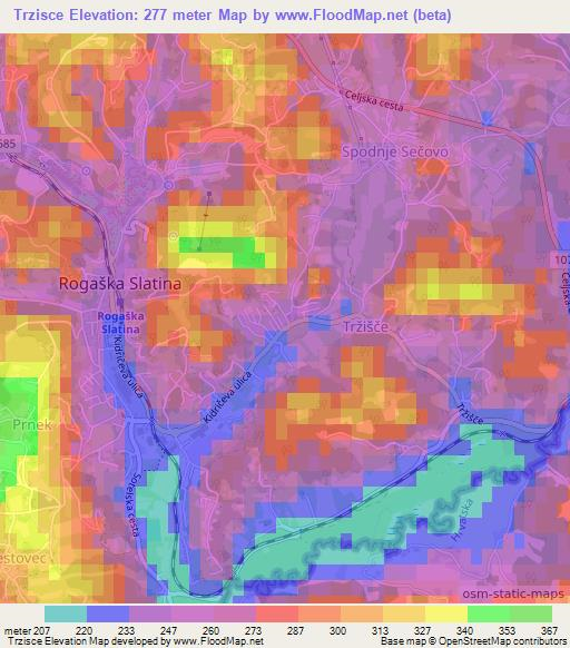 Trzisce,Slovenia Elevation Map