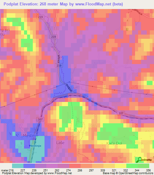 Podplat,Slovenia Elevation Map