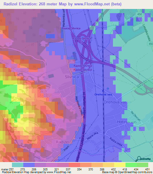 Radizel,Slovenia Elevation Map