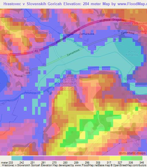 Hrastovec v Slovenskih Goricah,Slovenia Elevation Map