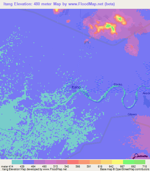 Itang,Ethiopia Elevation Map