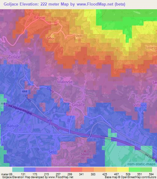 Goljace,Slovenia Elevation Map