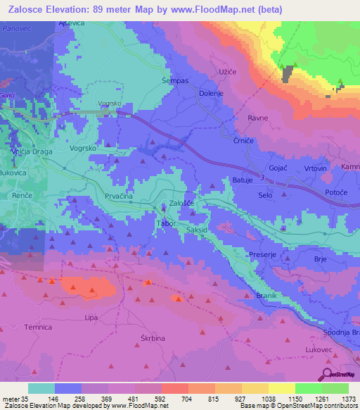 Zalosce,Slovenia Elevation Map