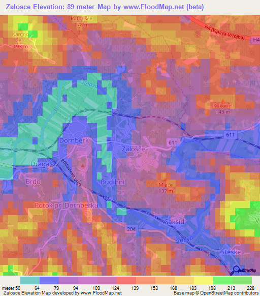 Zalosce,Slovenia Elevation Map