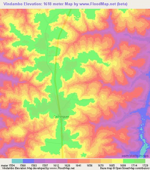 Vindambo,Angola Elevation Map