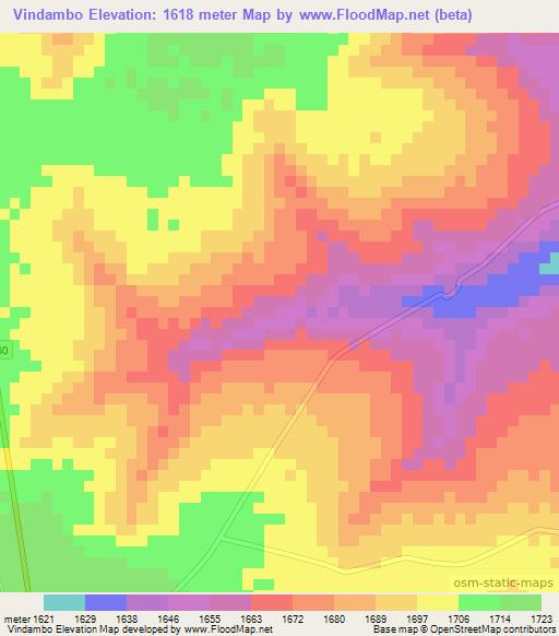 Vindambo,Angola Elevation Map