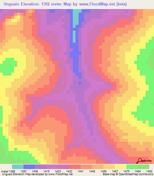 Unguaio,Angola Elevation Map