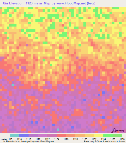 Uia,Angola Elevation Map