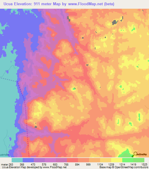 Ucua,Angola Elevation Map