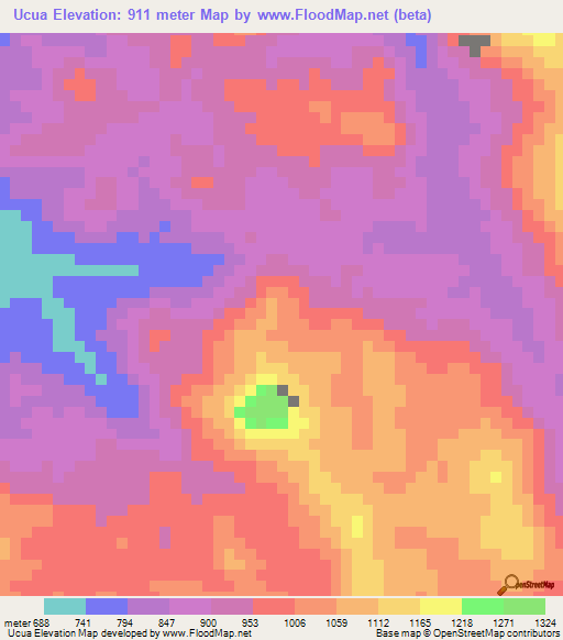 Ucua,Angola Elevation Map