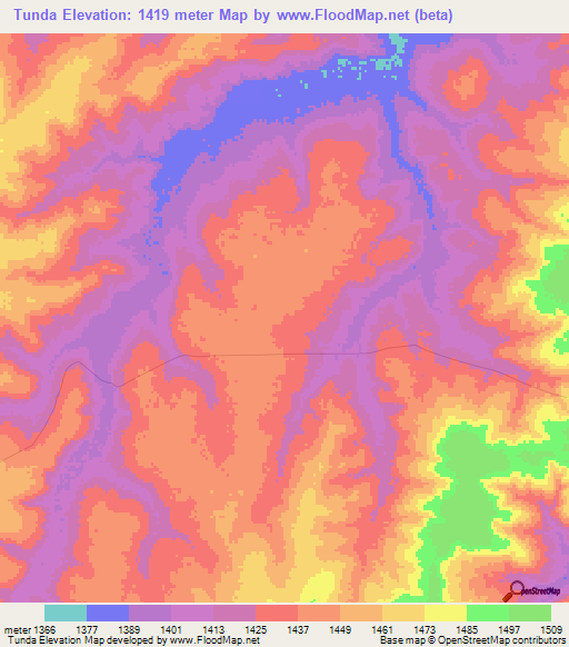 Tunda,Angola Elevation Map