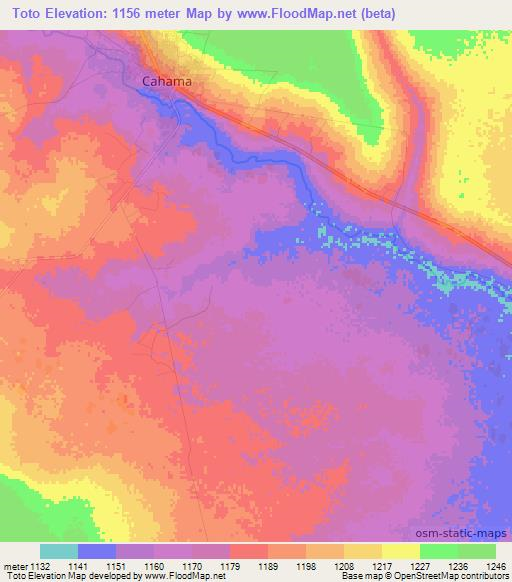 Toto,Angola Elevation Map