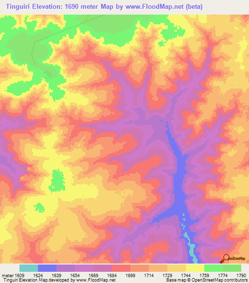 Tinguiri,Angola Elevation Map