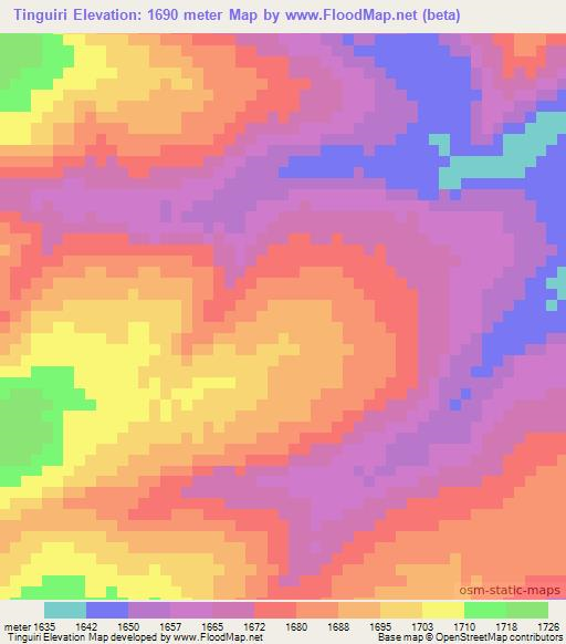 Tinguiri,Angola Elevation Map