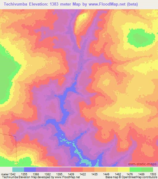 Techivumba,Angola Elevation Map