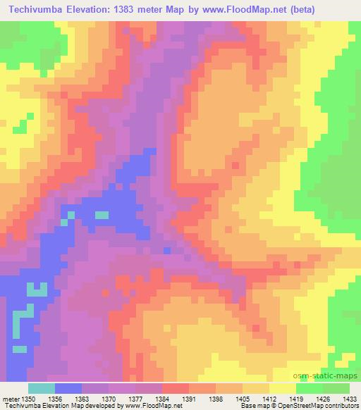 Techivumba,Angola Elevation Map