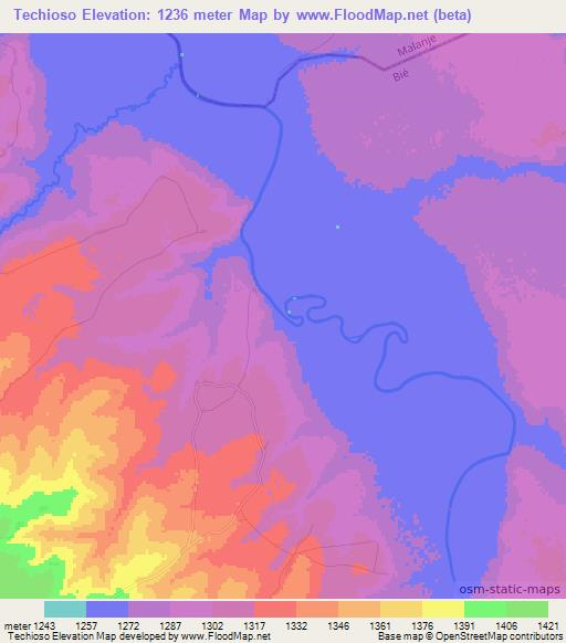 Techioso,Angola Elevation Map