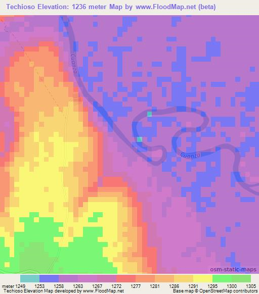 Techioso,Angola Elevation Map