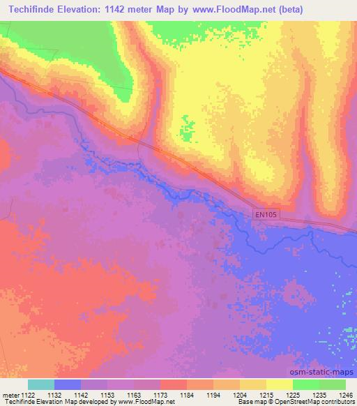 Techifinde,Angola Elevation Map