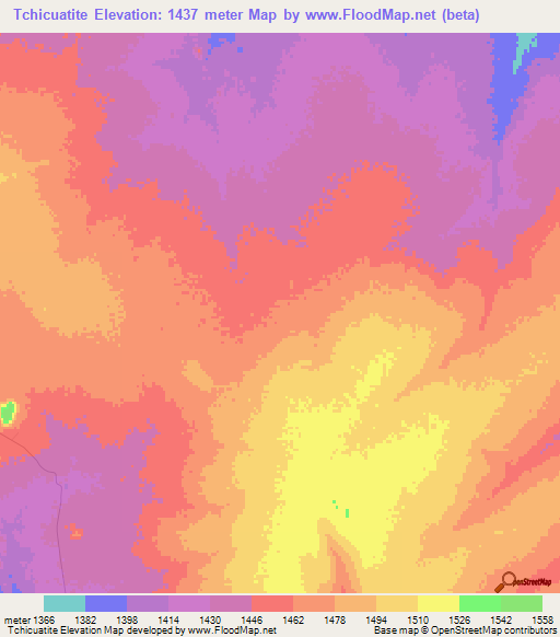 Tchicuatite,Angola Elevation Map