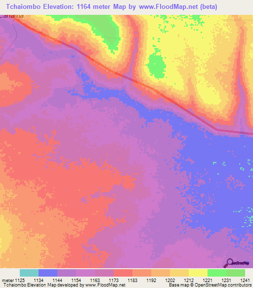 Tchaiombo,Angola Elevation Map