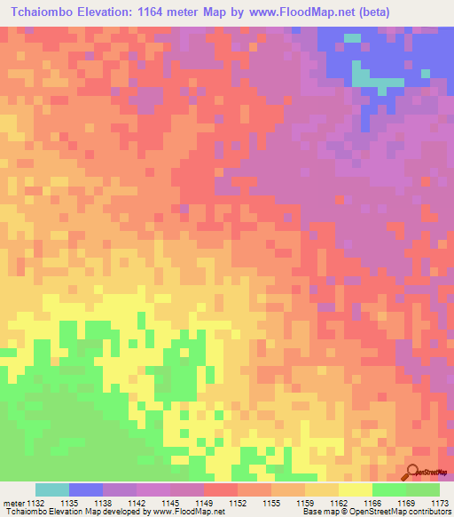 Tchaiombo,Angola Elevation Map