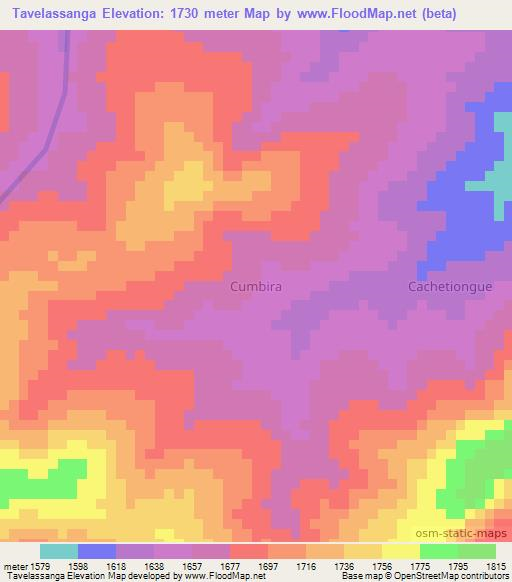 Tavelassanga,Angola Elevation Map