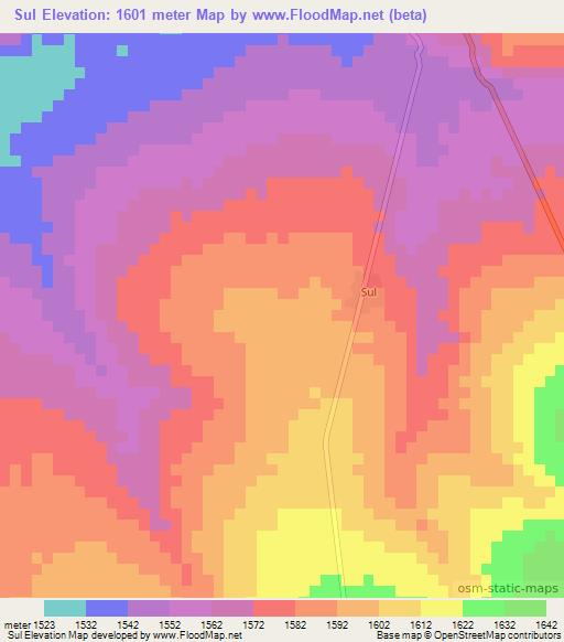 Sul,Angola Elevation Map