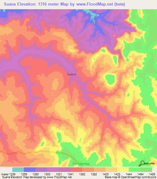 Suana,Angola Elevation Map