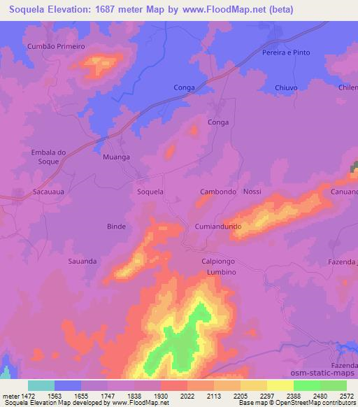 Soquela,Angola Elevation Map