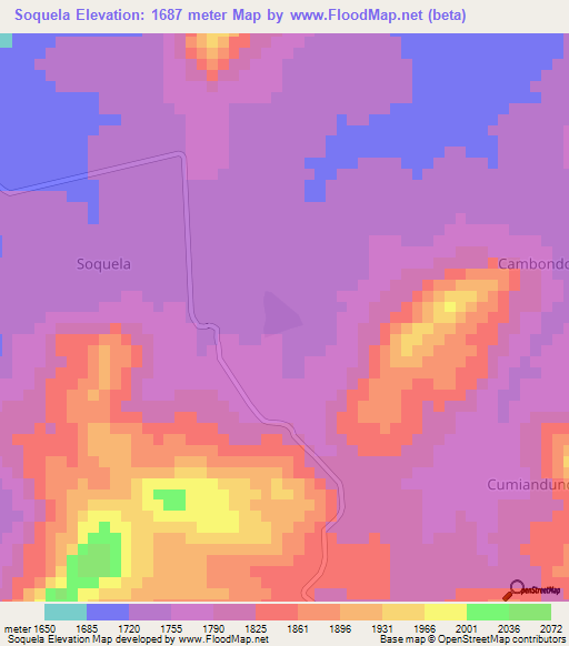 Soquela,Angola Elevation Map