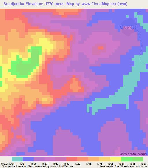 Sondjamba,Angola Elevation Map