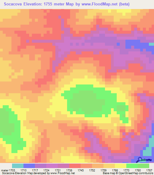 Socacova,Angola Elevation Map