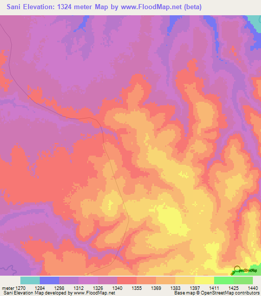 Sani,Angola Elevation Map