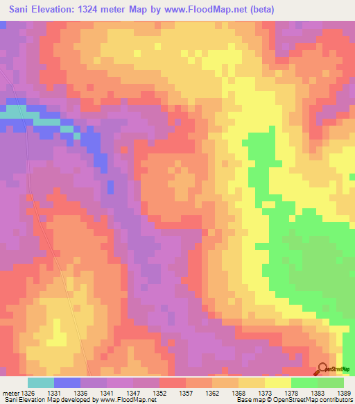 Sani,Angola Elevation Map