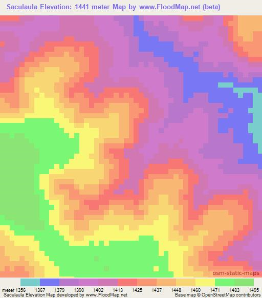 Saculaula,Angola Elevation Map