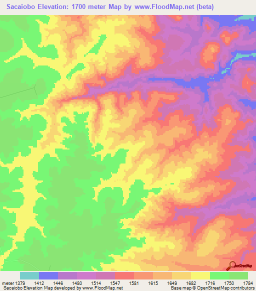 Sacaiobo,Angola Elevation Map