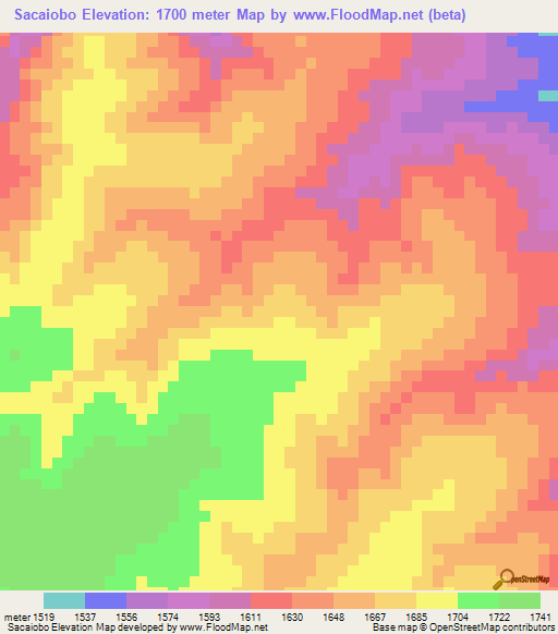 Sacaiobo,Angola Elevation Map