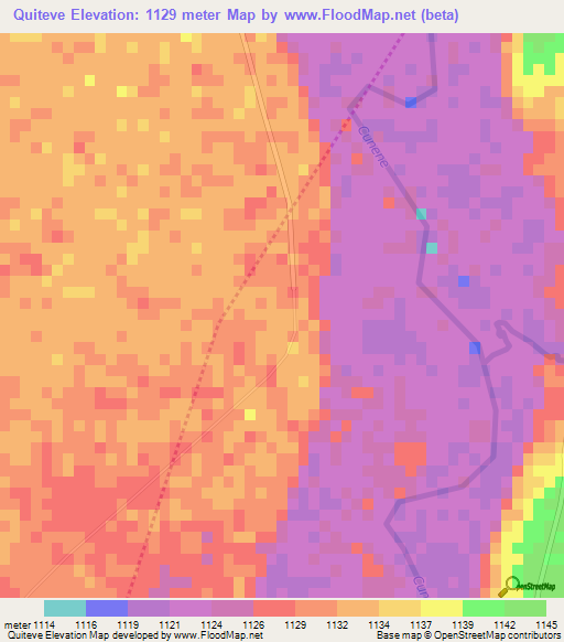 Quiteve,Angola Elevation Map