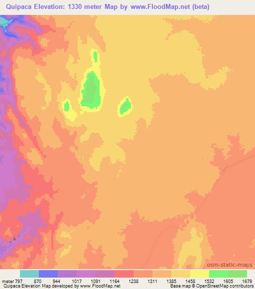 Quipaca,Angola Elevation Map