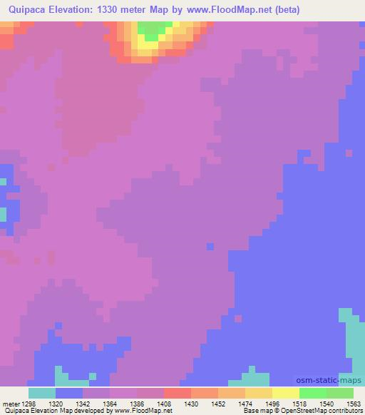 Quipaca,Angola Elevation Map