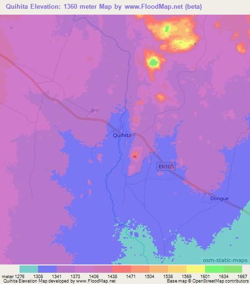 Quihita,Angola Elevation Map