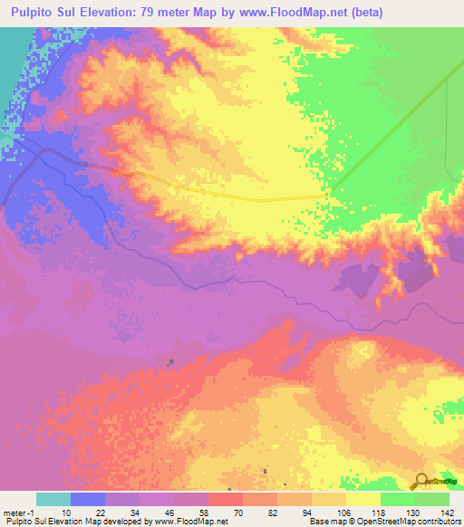 Pulpito Sul,Angola Elevation Map