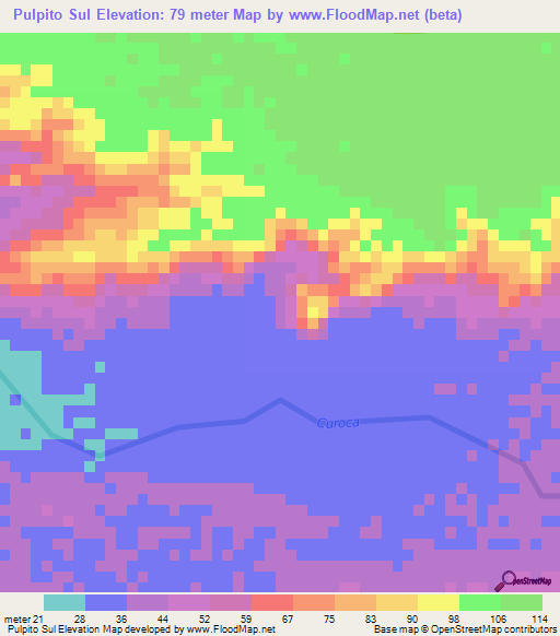 Pulpito Sul,Angola Elevation Map