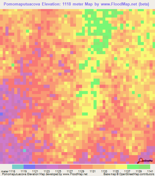 Pomomaputuacova,Angola Elevation Map