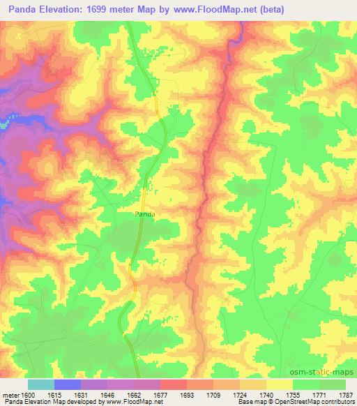 Panda,Angola Elevation Map