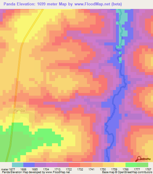 Panda,Angola Elevation Map