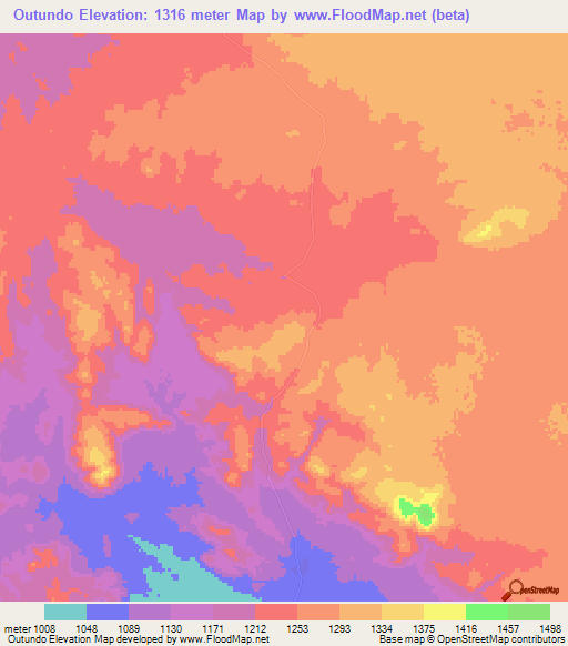 Outundo,Angola Elevation Map