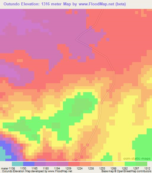 Outundo,Angola Elevation Map